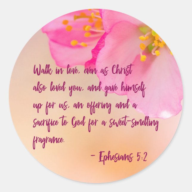 Walk In Love Christian Floral Inspirational Classic Round Sticker (Front)