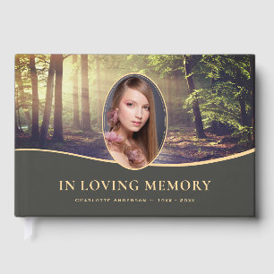 Walk In The Forest Photo Funeral Memorial Guest Book