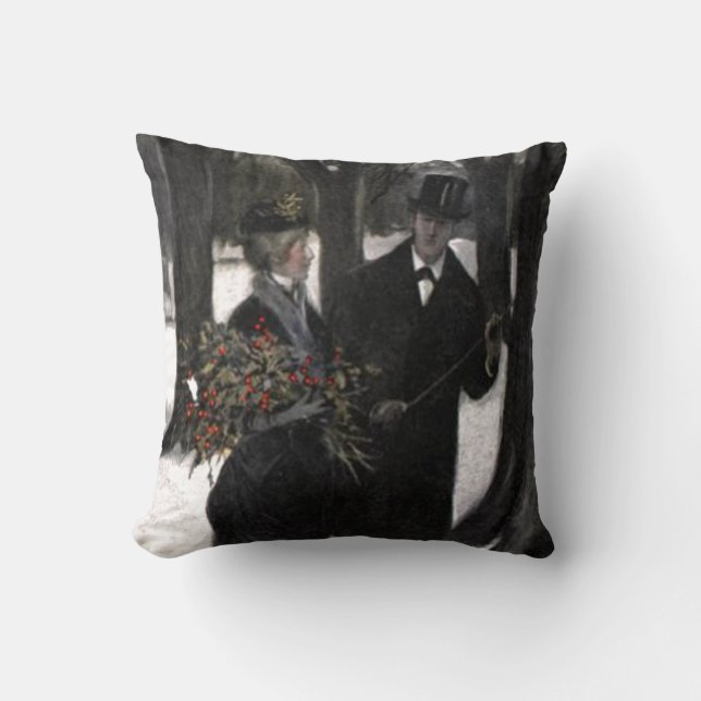 Walk in The Snow With Holly Cushion (Front)