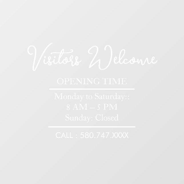 Walk-ins Welcome Open Hours door sign (Sheet)
