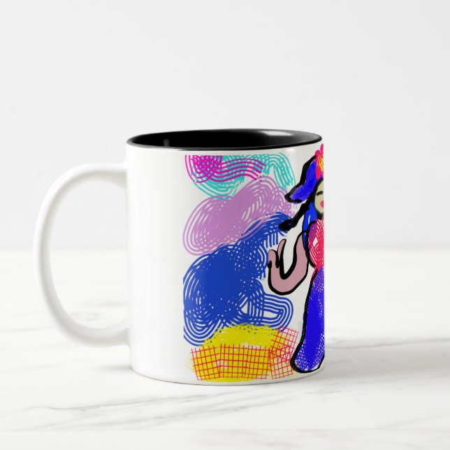 Walk on Beach in summer  Two-Tone Coffee Mug (Left)