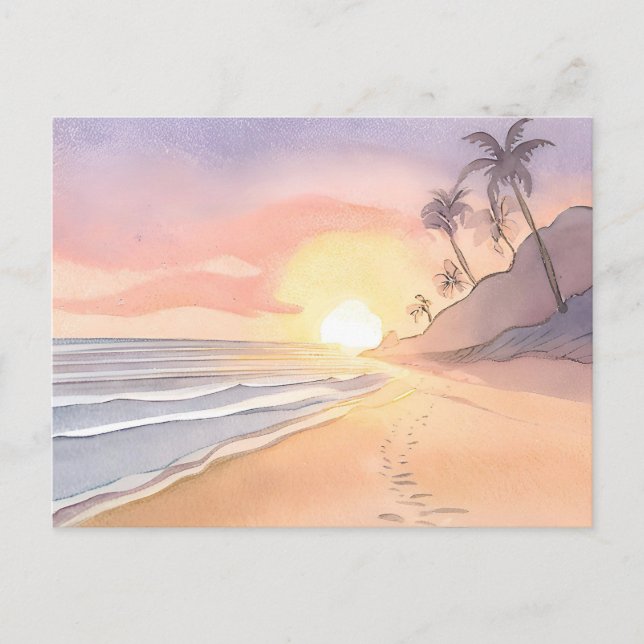 Walk on the Beach | Ocean Watercolor Postcard (Front)