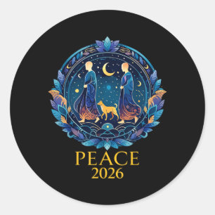 Walk Peace 2026 World Peace Monks with Aloka Dog Classic Round Sticker
