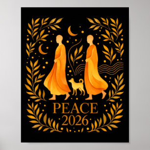 Walk Peace 2026 World Peace Monks with Aloka Dog Poster
