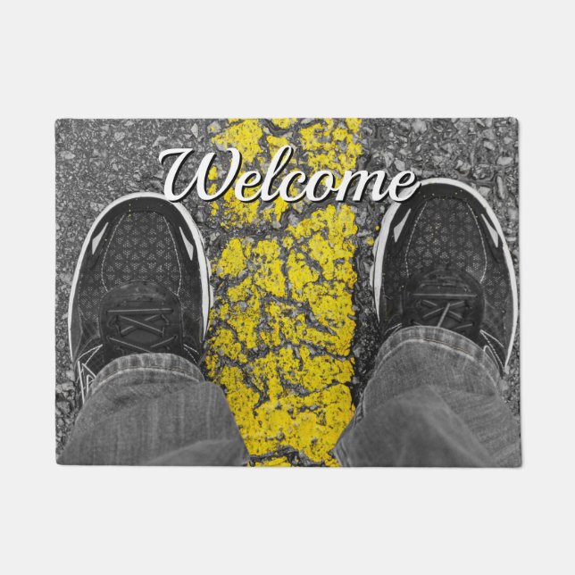 Walk The Line Welcome Doormat (Front)