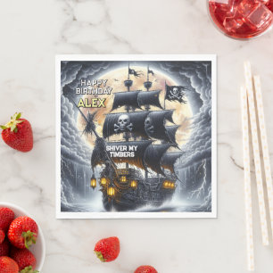 Walk The Plank Pirate Theme Birthday Napkin