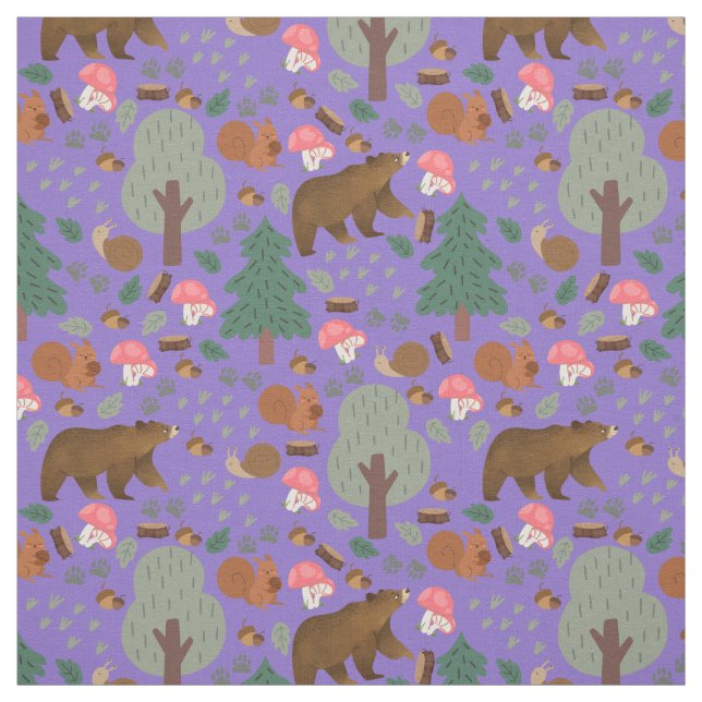 Walk Through the Woods on Medium Purple Fabric (Swatch)