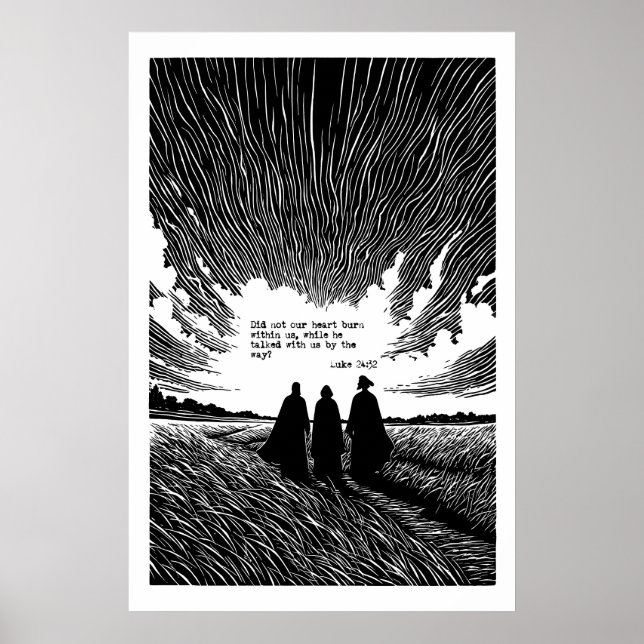 Walk to Emmaus Art Print Luke 24 32 Scripture (Front)