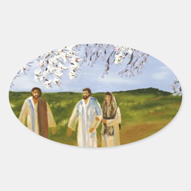 Walk With Jesus Oval Sticker (Front)