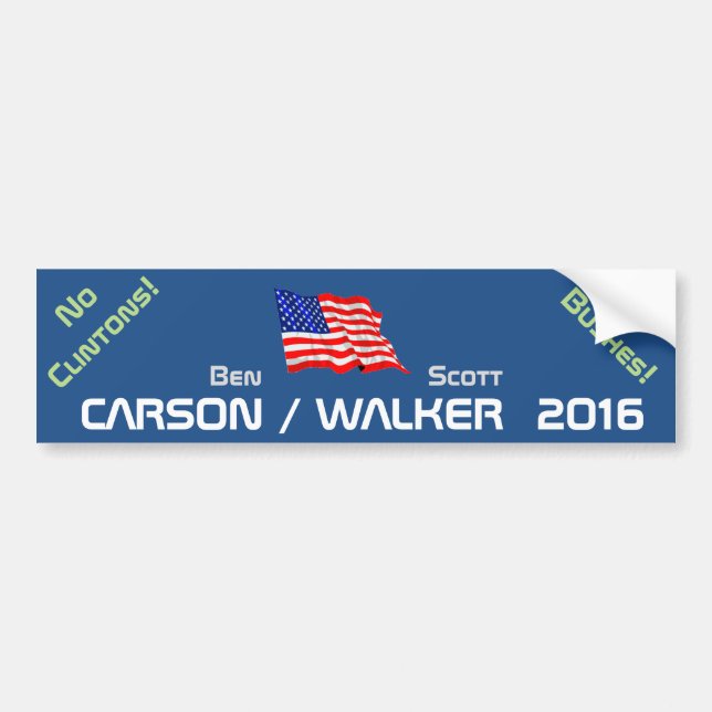 WALKER 2016 - no clintons no bushes Bumper Sticker (Front)