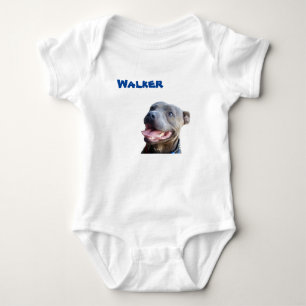 Walker Name With Staffy Bull Terrier Baby Bodysuit