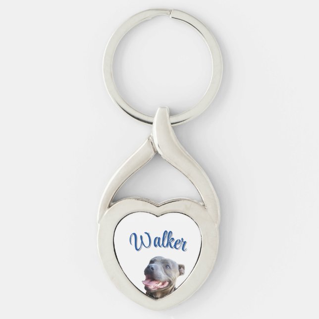 Walker Name With Staffy Bull Terrier,  Key Ring (Front)