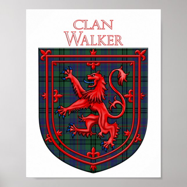 Walker Tartan Scottish Plaid Lion Rampant Poster (Front)
