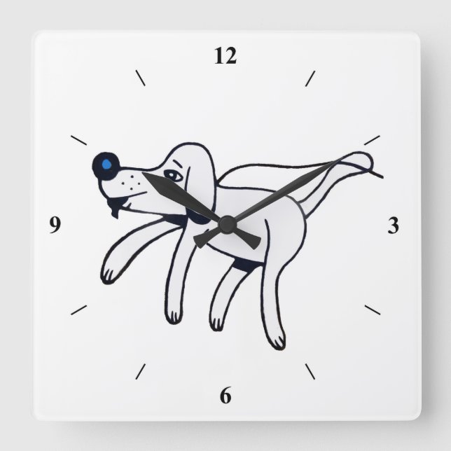 Walkies, Doggy. Square Wall Clock (Front)