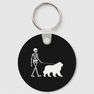 Walking A Newfoundland Dog Halloween Outfit Key Ring