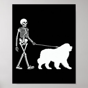 Walking A Newfoundland Dog Halloween Outfit Poster