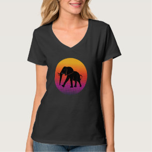 Walking African Elephant Animal Silhouette Sunset  T-Shirt