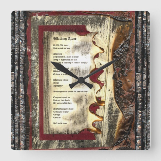 Walking Alone Square Wall Clock (Front)