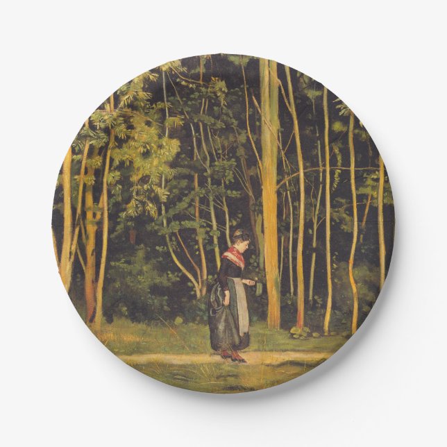 Walking at the Forest Edge (by Ferdinand Hodler) Paper Plate (Front)