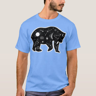 Walking Bear Polar Animal Celestial Stars Design T-Shirt