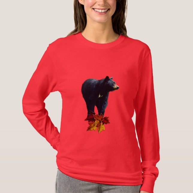 Walking Black Bear Animal Lover Shirt (Front)