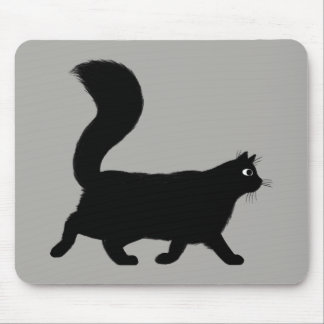 Walking Black Cat | Cool Kitty with Fluffy Tail Mouse Pad