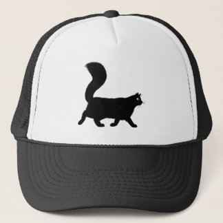 Walking Black Cat | Cool Kitty with Fluffy Tail Trucker Hat