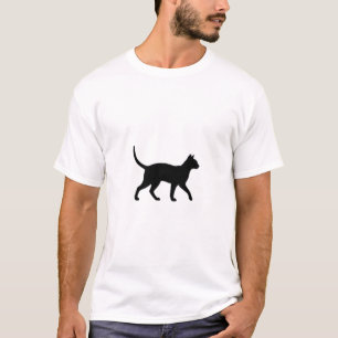 Walking Black Cat Silhouette T-Shirt