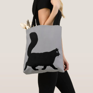Walking Black Kitty Cat | Funky Feline Fashion Tote Bag