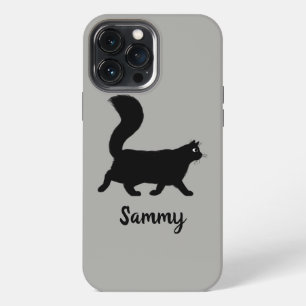 Walking Black Kitty Cat with Custom Text iPhone 13 Pro Max Case