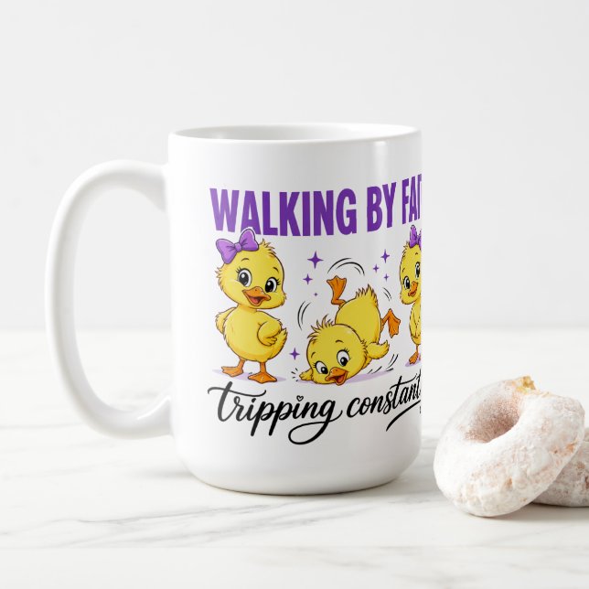 Walking By Faith Ducks Coffee Mug (With Donut)