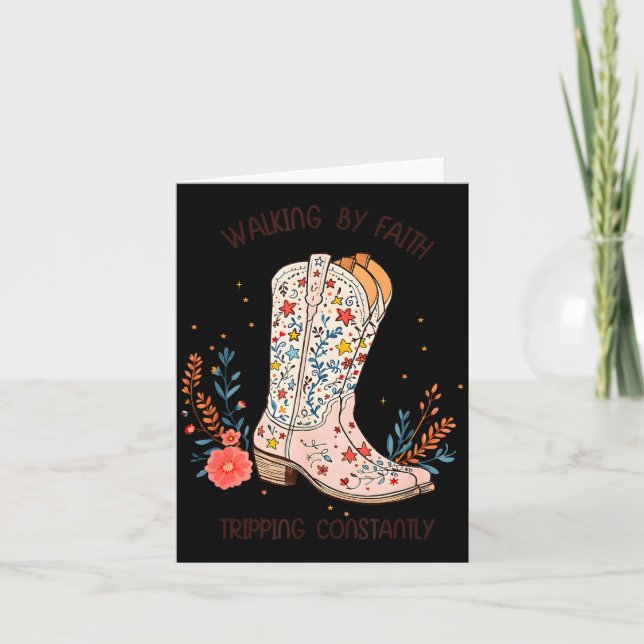 Walking By Faith Tripng Constantly Christian Weste Card (Front)