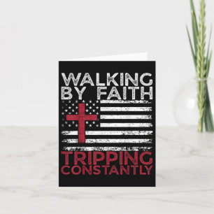 Walking By Faith Tripping Constantly Christian Bib Card
