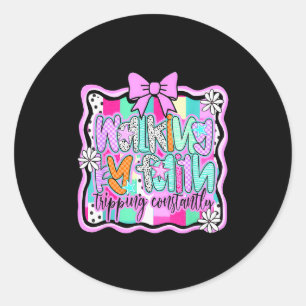 Walking By Faith Tripping Constantly Christian Bib Classic Round Sticker