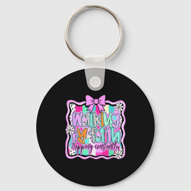 Walking By Faith Tripping Constantly Christian Bib Key Ring (Front)