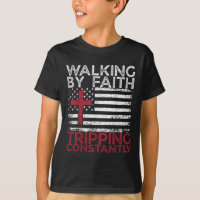 Walking By Faith Tripping Constantly Christian Bib
