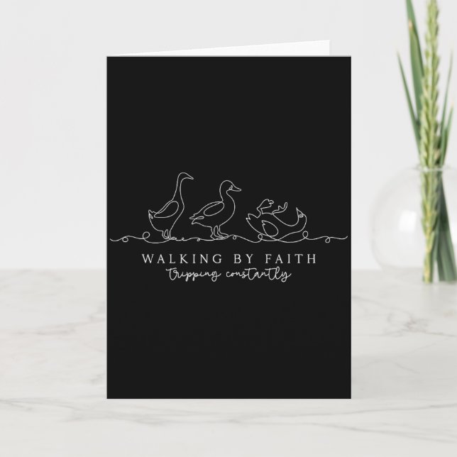 Walking By Faith Tripping Constantly Funny Christi Card (Front)