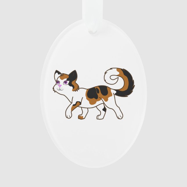 Walking Calico Cat Ornament (Front)