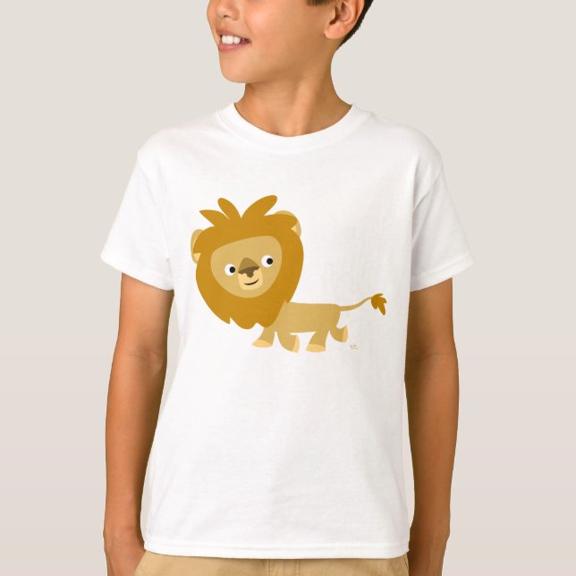 Walking Cartoon Lion Children T-shirt (Front)