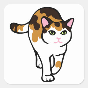 Walking cat square sticker