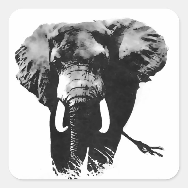 Walking Elephant Square Sticker (Front)