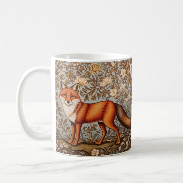 Walking Fox William Morris Inspired  Coffee Mug (Left)
