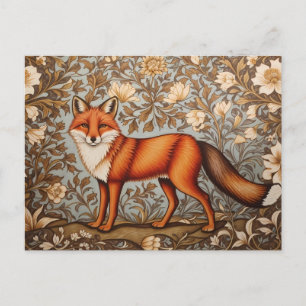 Walking Fox William Morris Inspired Postcard