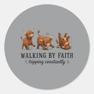 Walking Graphic Classic Round Sticker