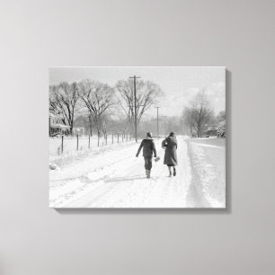 Walking Home From School, 1940 Canvas Print