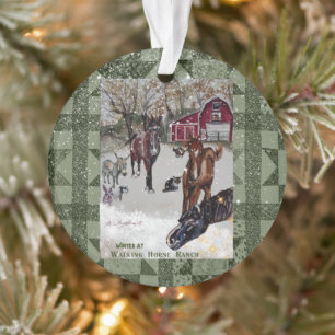 walking horse ranch ornament
