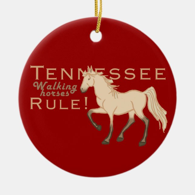 Walking Horses Rule Ceramic Tree Decoration (Front)