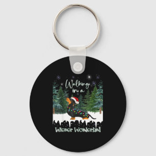 Walking In A Wiener Wonderland Dachshund Key Ring