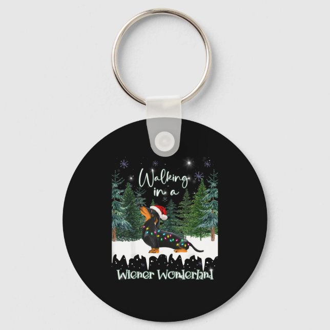 Walking In A Wiener Wonderland Dachshund  Key Ring (Front)