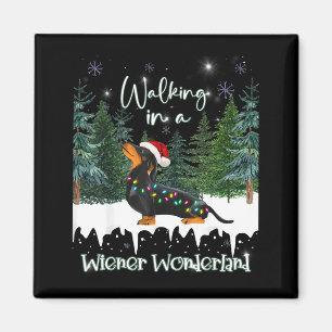 Walking In A Wiener Wonderland Dachshund  Magnet
